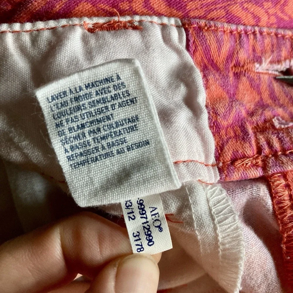 American Eagle Super Low Shortie Shorts Women's 8 Aztec Pink Orange Flap Pocket